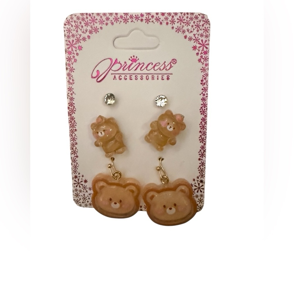 Brown Bear Earrings for Kids